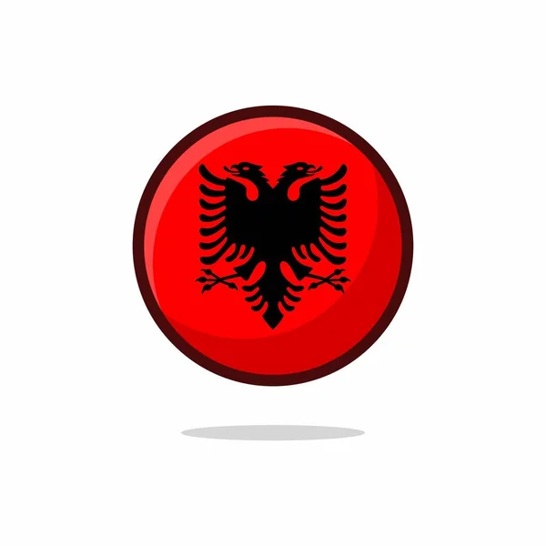 Ikona Flagi Albanii Albania Flaga Płaski Styl Izolowany Białym Tle — Wektor stockowy