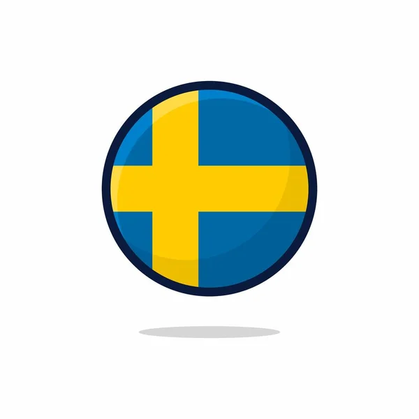 Sverigeflaggad Ikon Sverige Flagga Platt Stil Isolerad Vit Bakgrund Stock — Stock vektor