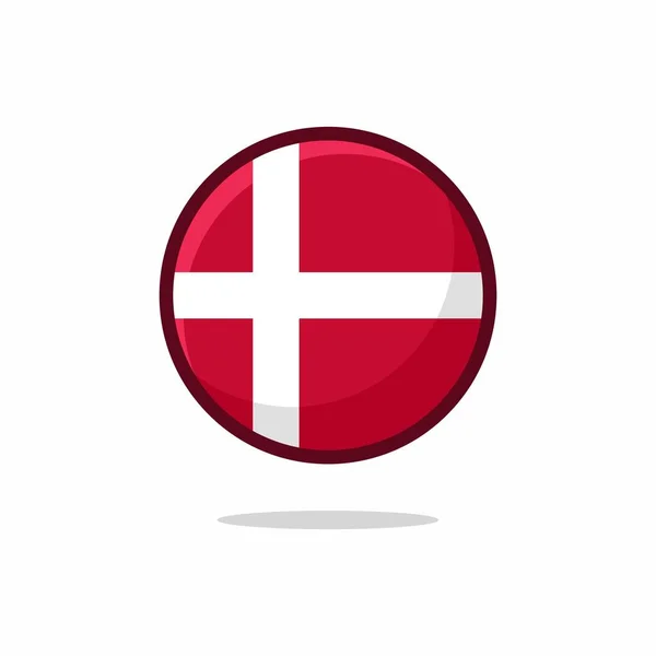 Ikona Flagi Danii Dania Flaga Płaski Styl Izolowany Białym Tle — Wektor stockowy