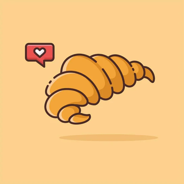 Croissant 'ın görsel vektör grafiği. Turuncu arka planda izole edilmiş kruvasan minimalist tarzı. İllüstrasyon web iniş sayfaları, afişler, el ilanları, çıkartmalar, kartlar vs. için uygundur.