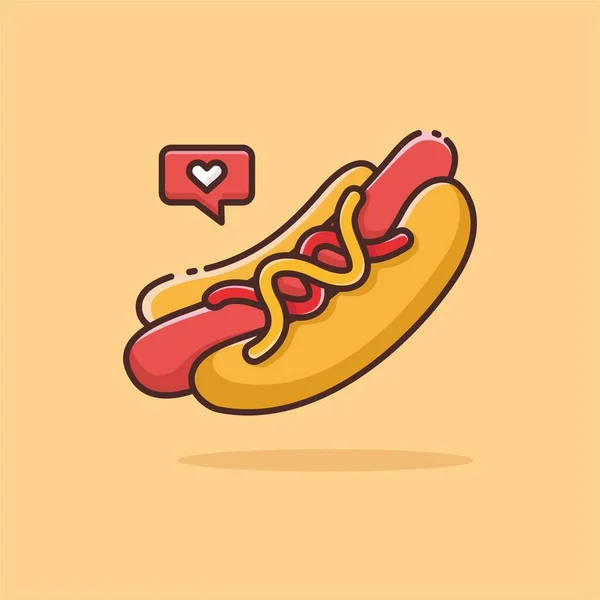 Ilustracja Grafiki Wektorowej Hot Doga Hot Dog Minimalistyczny Styl Izolowany — Wektor stockowy