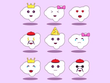 şirin vektör bulutu karakter simgesi çizimi