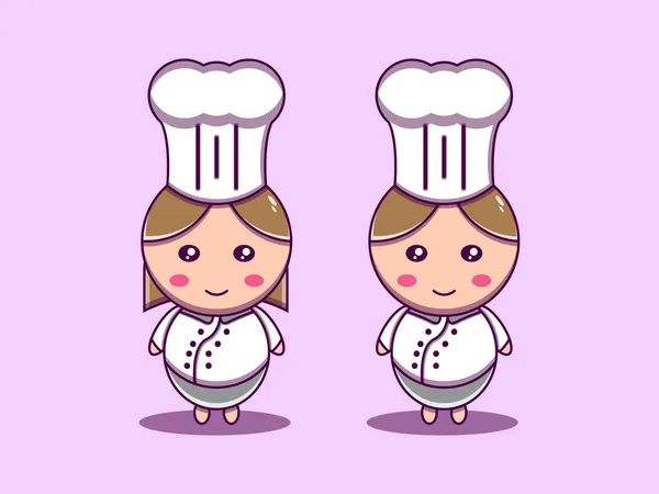 Imprimer Vecteur Mignon Chef Dessin Animé Icône Illustration — Image vectorielle