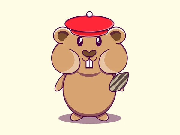 Ícone Bonito Desenho Animado Vetor Caráter Hamster Ilustração — Vetor de Stock