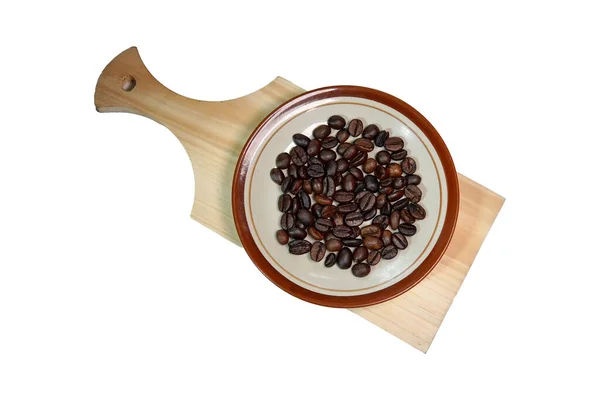 Piccola Tazza Caffè Espresso Con Chicchi Caffè Isolati Sfondo Bianco — Foto Stock