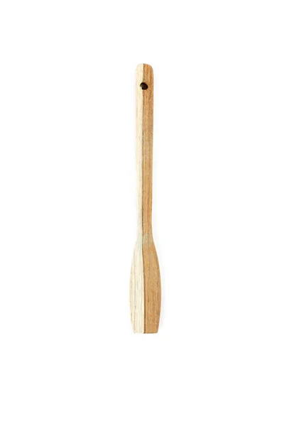 Close One Wooden Spatula Natural Cooking Kitchen Utensil Palm Wood — Stock Photo, Image