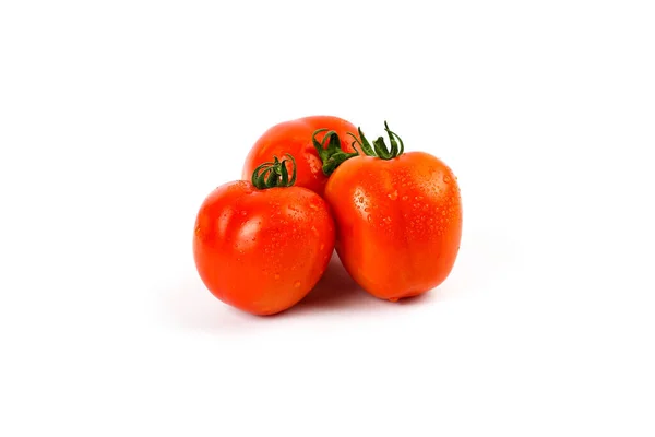 Tomaten Geïsoleerd Wit Tomaat Met Druppels Volledige Velddiepte — Stockfoto