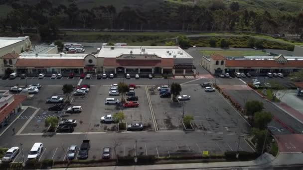 Drone Filmación Pequeño Centro Comercial Pequeño Pueblo Americano Avión Tripulado — Vídeos de Stock