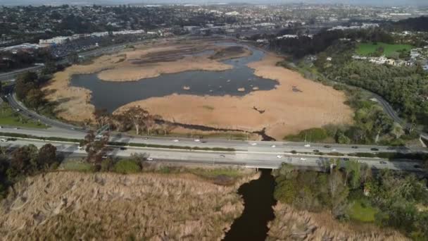 Aerial Drone Shot Oceanside South California Blue Pacific Ocean Waves — Vídeos de Stock