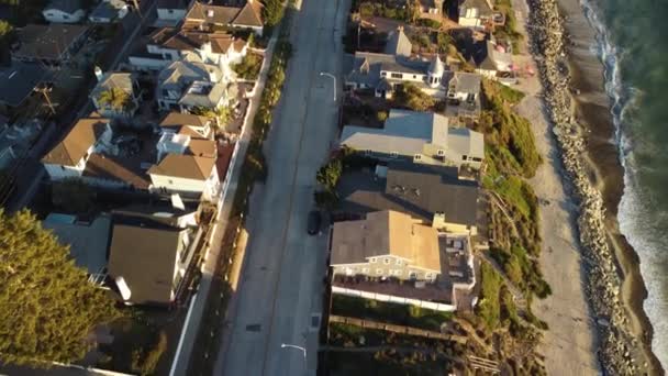 Aerial View Drone Shot Oceanside Beach Coastline Południowej Kalifornii Blue — Wideo stockowe