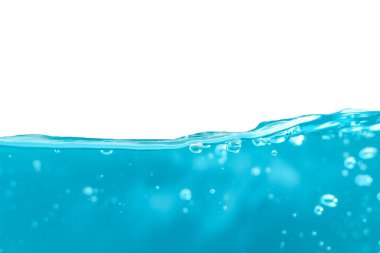 Water surface side view with bubbles and waves in the isolated background.