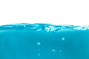 Water surface side view with bubbles and waves in the isolated background.