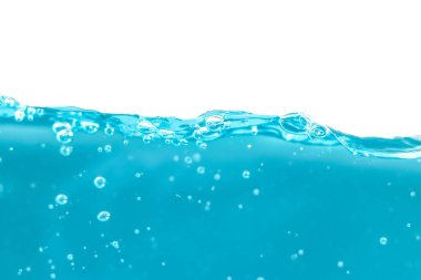 Water surface side view with bubbles and waves in the isolated background.