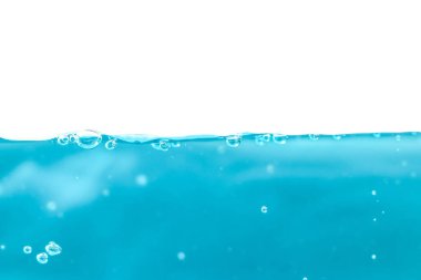 Water surface side view with bubbles and waves in the isolated background.