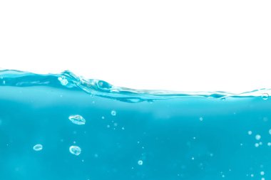 Water surface side view with bubbles and waves in the isolated background.