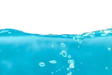Water surface side view with bubbles and waves in the isolated background.