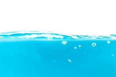Water surface side view with bubbles and waves in the isolated background.