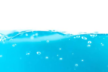 Water surface side view with bubbles and waves in the isolated background.