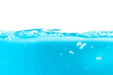 Water surface side view with bubbles and waves in the isolated background.