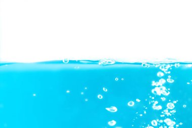 Water surface side view with bubbles and waves in the isolated background.