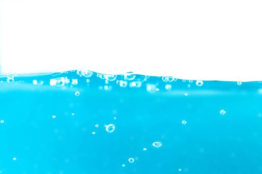 Water surface side view with bubbles and waves in the isolated background.