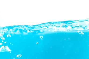 Water surface side view with bubbles and waves in the isolated background.