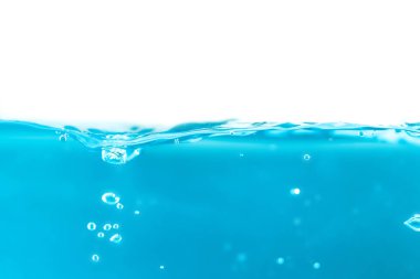 Water surface side view with bubbles and waves in the isolated background.