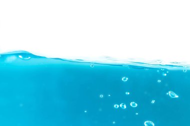 Water surface side view with bubbles and waves in the isolated background.