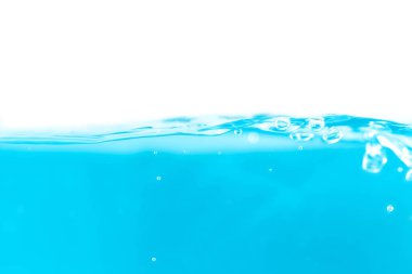 Water surface side view with bubbles and waves in the isolated background.