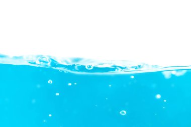 Water surface side view with bubbles and waves in the isolated background.