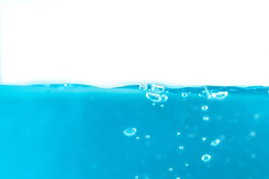 Water surface side view with bubbles and waves in the isolated background.