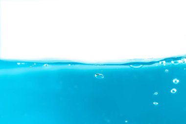 Water surface side view with bubbles and waves in the isolated background.