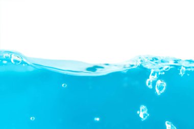 Water surface side view with bubbles and waves in the isolated background.