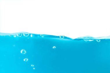 Water surface side view with bubbles and waves in the isolated background.
