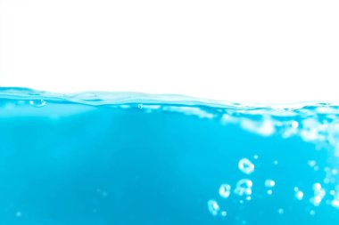 Water surface side view with bubbles and waves in the isolated background.