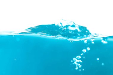 Water surface side view with bubbles and waves in the isolated background.