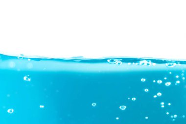 Water surface side view with bubbles and waves in the isolated background.