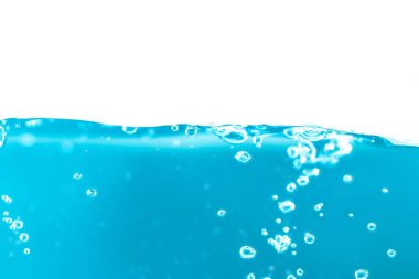 Water surface side view with bubbles and waves in the isolated background.