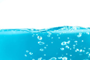 Water surface side view with bubbles and waves in the isolated background.