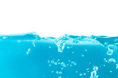 Water surface side view with bubbles and waves in the isolated background.