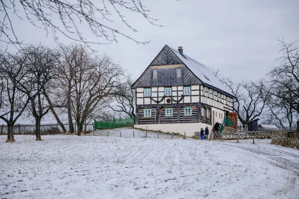 Kourim Midden Bohemen Tsjechië December 2021 Traditioneel Landelijk Houten Huis — Stockfoto