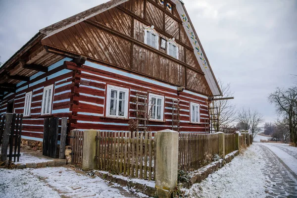 Kourim Bohemia Central República Checa Diciembre 2021 Casa Madera Tradicional — Foto de Stock