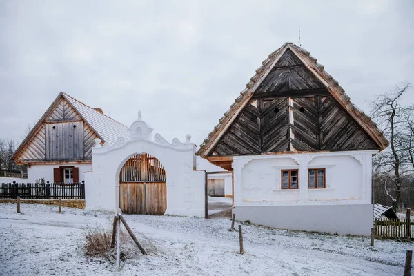 Kourim Midden Bohemen Tsjechië December 2021 Traditioneel Landelijk Houten Huis — Stockfoto