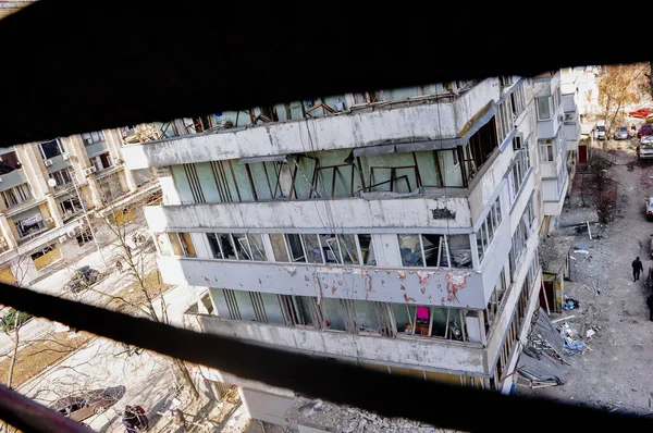 Kyiv Ukraine March 2022 War Russia Ukraine Residential Building Damaged — Stock Photo, Image