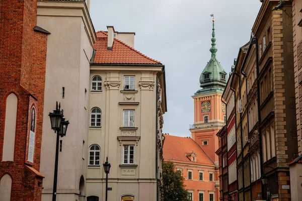 Warschau Polen Oktober 2021 Königsschloss Mit Uhrturm Der Altstadt Residenz — Stockfoto