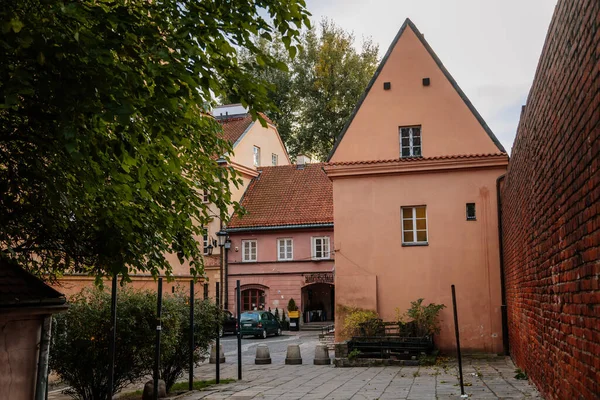 Warsaw Poland October 2021 Picturesque Street Colorful Buildings Historic Center — Stockfoto