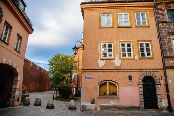 Warsaw Poland October 2021 Picturesque Street Colorful Buildings Historic Center — Foto Stock