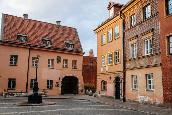 Warszawa Polen Oktober 2021 Pittoresk Gata Med Färgglada Byggnader Historiska — Stockfoto