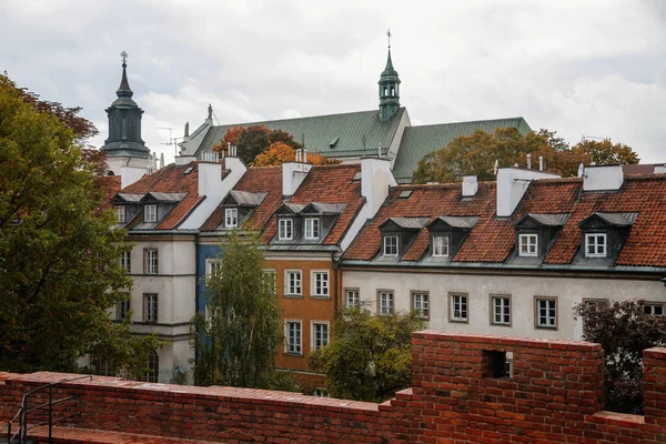 Warsaw Poland October 2021 Picturesque Street Colorful Buildings Historic Center — Stock Photo, Image