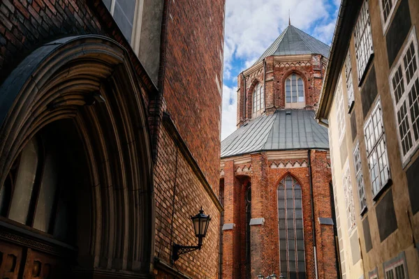 Riga Latvia October 2021 Peter Church Cathedral Clock Bell Tower — Stock Photo, Image